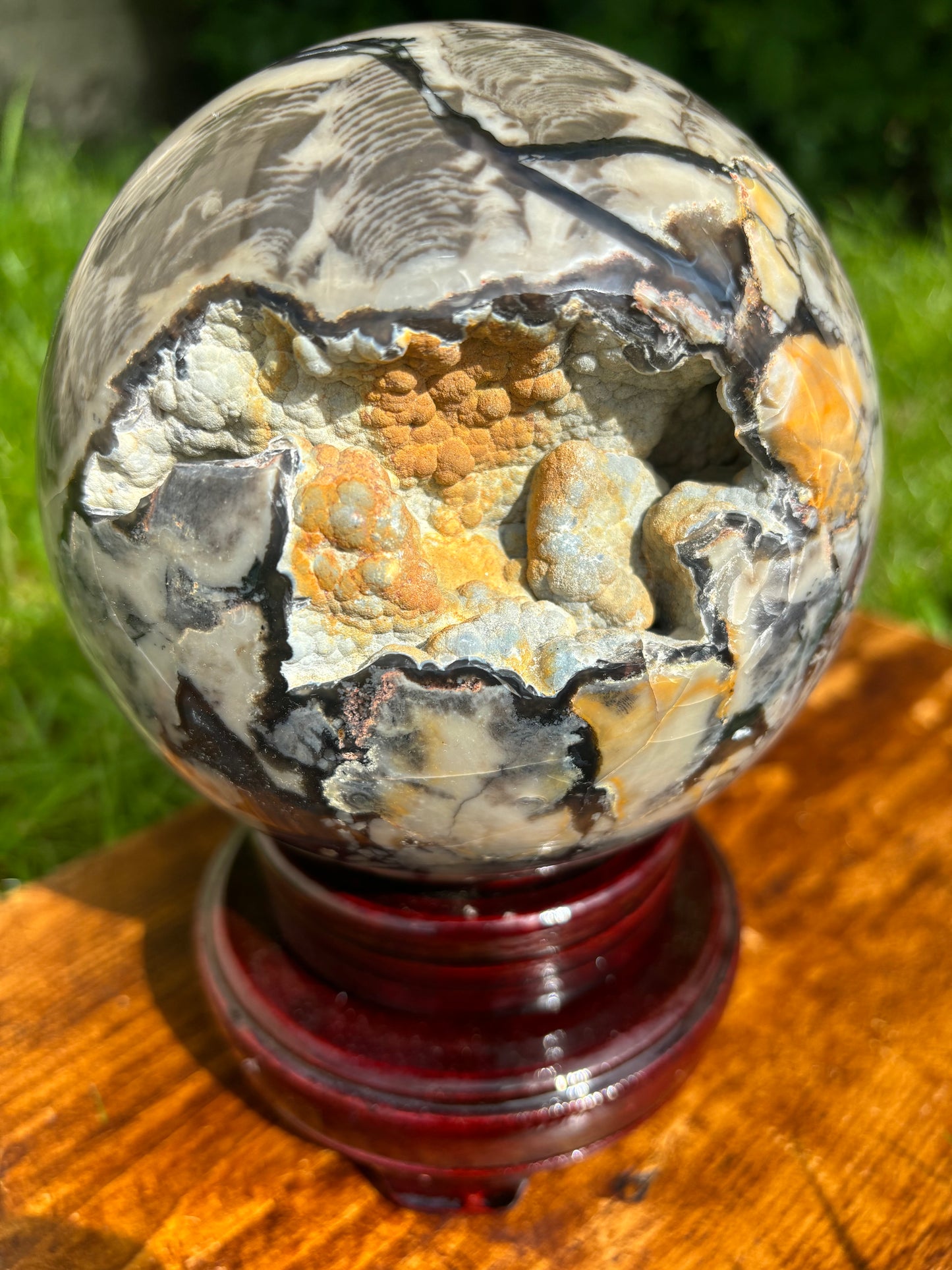 Volcano Agate Statement Sphere